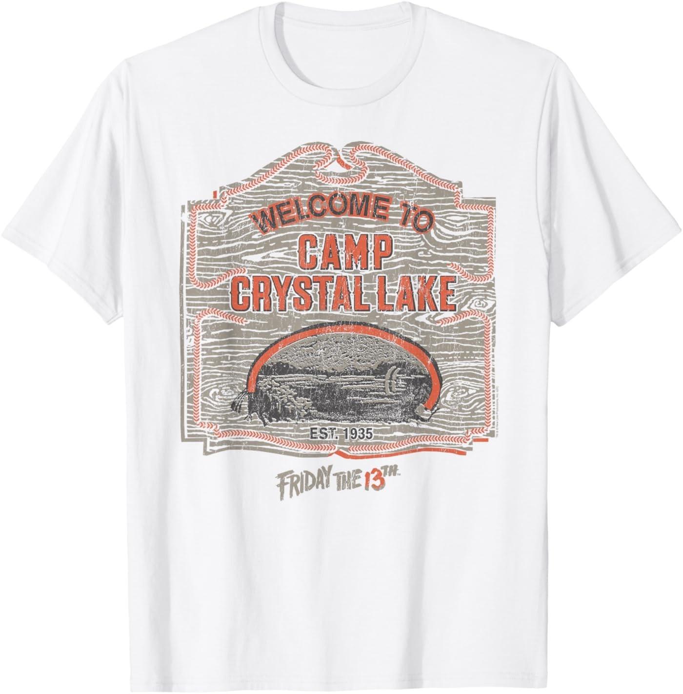 Friday The 13th Camp Crystal Lake Sign Classic Horror Movie T-Shirt S разноцветный