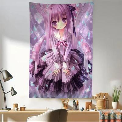 Süße Kleine Loli Anime Seidenkunst Hängend Böhmischer Wandteppich Hängend Tarot Hippie Wandteppiche Wohnheim Japanischer Wandteppich