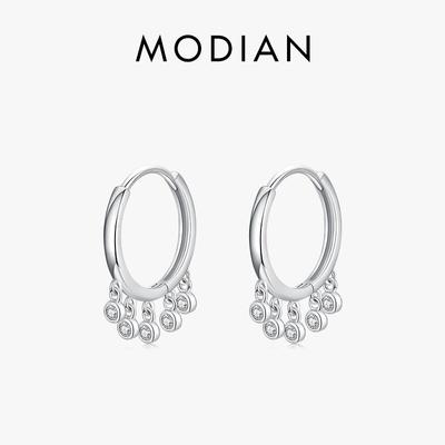 Modian 925 כסף סטרלינג מעגל נדנדה ברור CZ להתנדנד עגילי פשוט טרנדי טיפה עגיל לנשים תכשיטי מסיבה Brincos