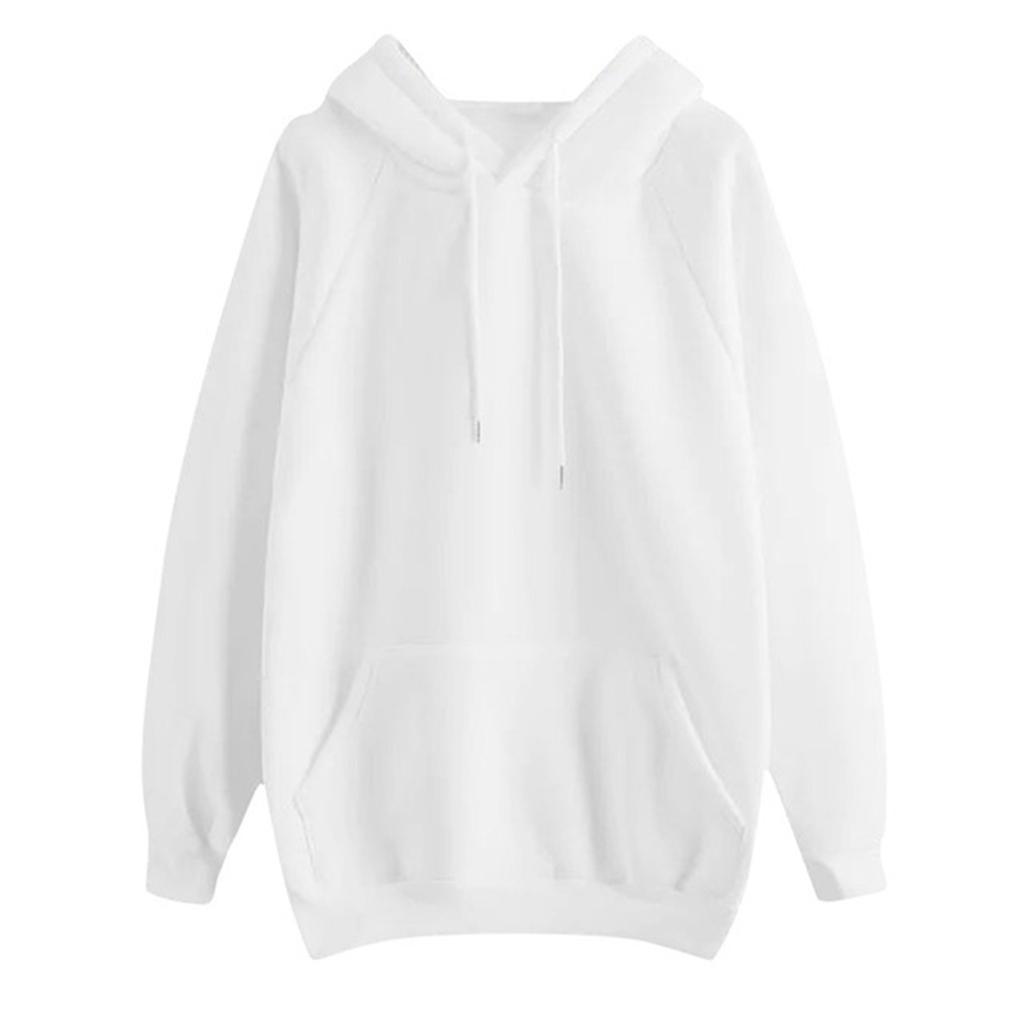 Women's Fashion Casual Solid Color Hooded Loose Fleece-Lined Thick Long Sleeve Sweatshirt
