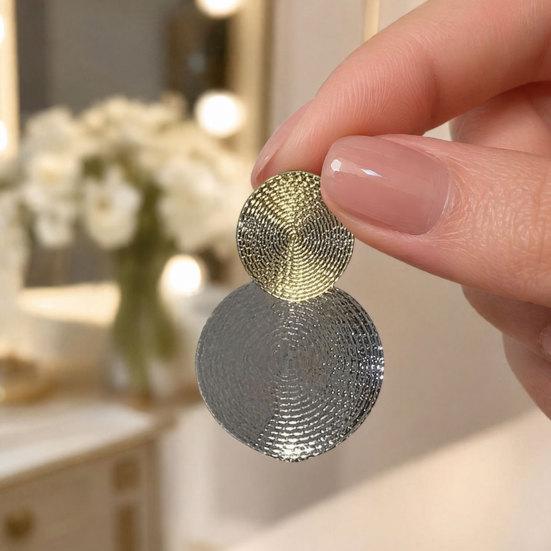 1 Pair Large Double Round Disc Dangle Drop Earrings, Minimalist Geometric Big Circle Earrings, Statement Jewelry Gifts