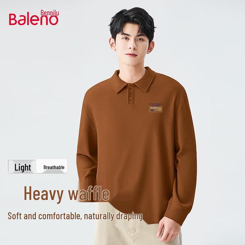 Baleno Men s Waffle Knit Long Sleeve Polo T-shirt M