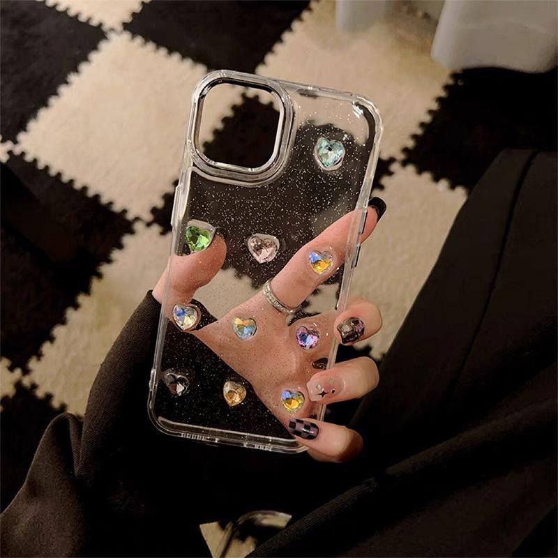 

Colored Gemstone Phone Case for IPhone17Promax Fine Glitter Ins Style Women s Model 15 for Apple 14 Transparent For iPhone 7/8/SE 2020