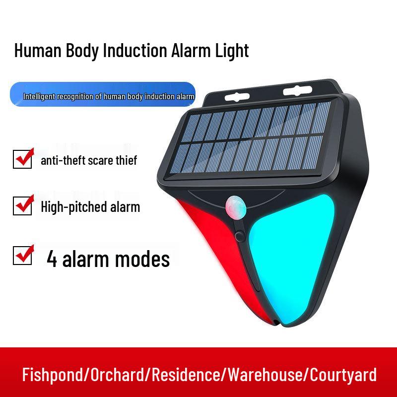 Solar Motion Sensor Alarm Light for Orchard, Ranch, Fishpond, Factory, Courtyard, Villa, or Warehouse Security