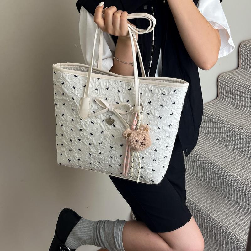 2025 new small fresh printed tote bag large capacity women's fashion texture shoulder bag work commuter bag