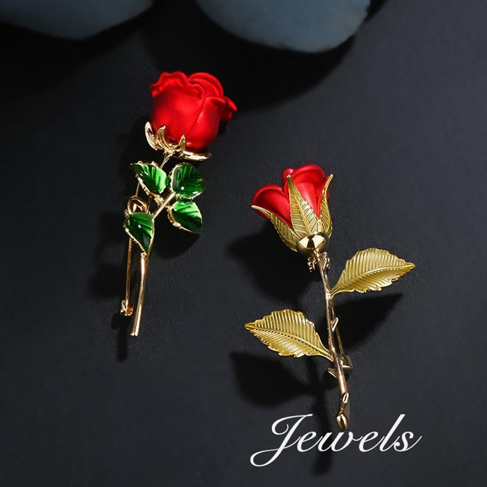 Beautiful Rose Flower Brooches Collection For Women Lady Elegant Flower Pin Summer Design Party Valentine Day Gift