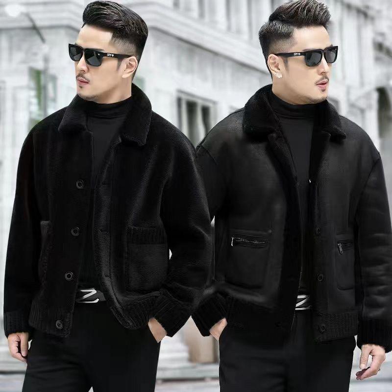 He & Pin Hui Men's Double-Sided Wool Jacket: Loose Fit, Lapel Design, Non-Pilling, Drop Shoulder, Versatile Winter Wear
