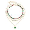 2/3/4pcs/set Cartoon Rice Beaded Chain Christmas Tree Cartoon Pendant Choker  Decoration