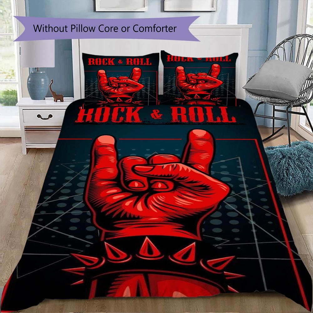 Rock spirit symbol Pattern Bedding,Quilt Set Quilt Cover Pillowcase Home Birthday Gift (1*duvet cover+2*pillowcase,without core)ZSJT0917422