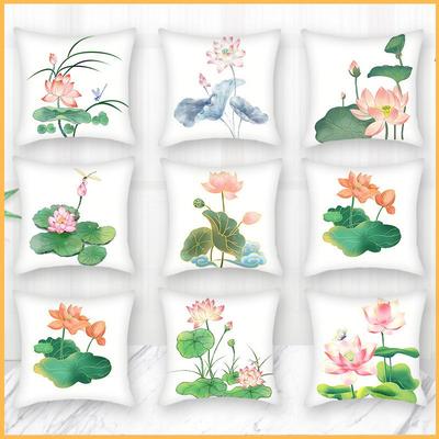 Chinesisches Lotus-Druckkissen für Büro oder Wohnzimmer