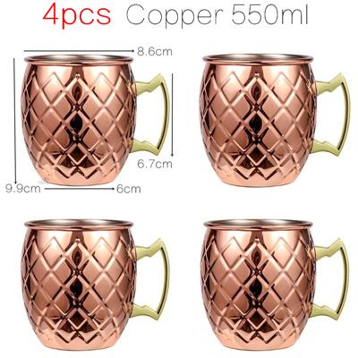 4 Pezzi 550ml Rete Moscow Mule Tazze di Rame Tazza Metallica Acciaio Inossidabile Birra Vino Tazza da Caffè Strumento per Cocktail
