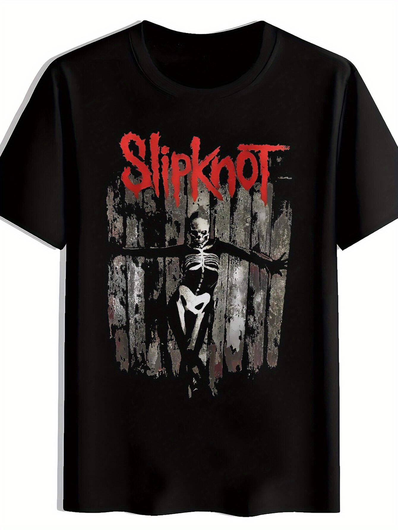Slipknot Graphic T-shirt - Black with Skull & Crossbones Design S