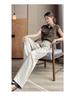 Summer 2026 Women's Yellow Wide-Leg Pants: Ice Silk Lyocell Linen Blend