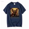Neues limitiertes T-Shirt Erzengel Michael vintage gewaschen lässig Designer-Kleidung homme Bequem leicht grafisch