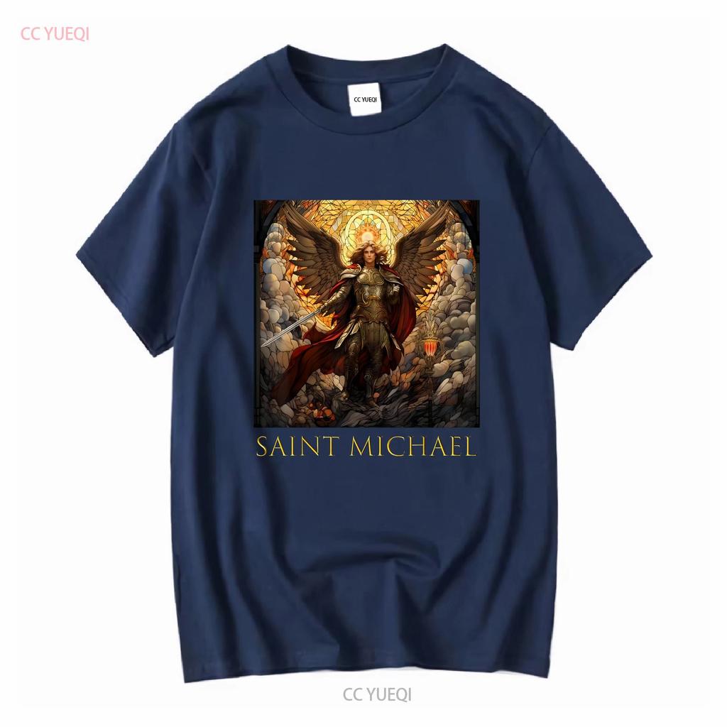 Neues limitiertes T-Shirt Erzengel Michael vintage gewaschen lässig Designer-Kleidung homme Bequem leicht grafisch