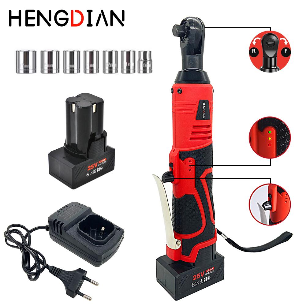 

Электрический гаечный ключ с храповым механизмом Беспроводной перезаряжаемый под прямым углом 90 ° 3/8 дюйма 25 В с высоким крутящим моментом для ремонта автомобилей с литиевой батареей