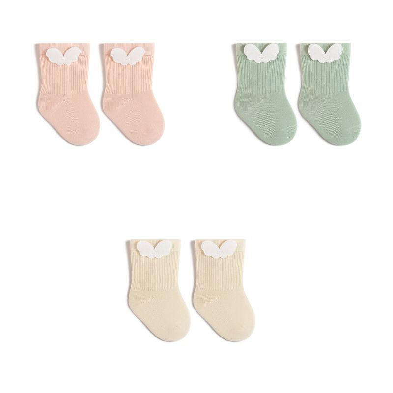 

3pairs/set Cute Spring Summer Infant Baby Girl Boy Sock Sweet Cartoon Wings Baby Calf Sock Soft Cotton Seamless Newborn Sovk L (3-5 Year)