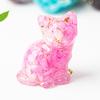 Natural Crystal Gravel Resin Sitting Turning Face Cat Figurine With Gold Foil Cute Desktop Decor For Home Office