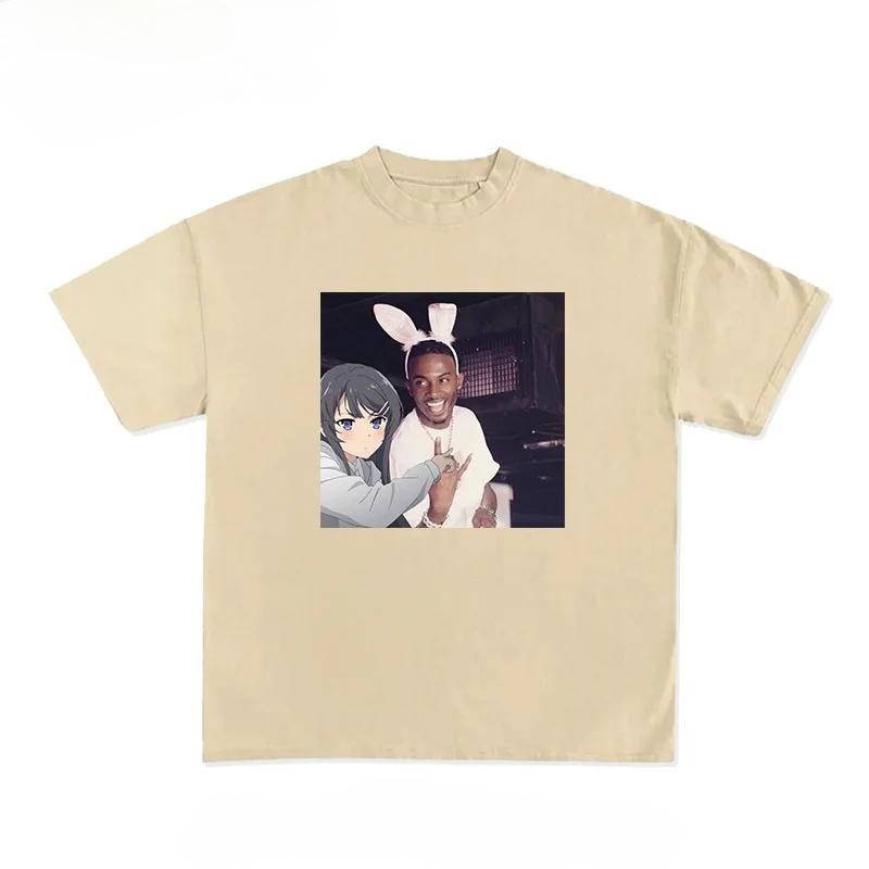 Summer Unisexs 100 Cotton Casual Loose Size Graphic Playboi Carti Print Round Neck Short Sleeve Tshirt Top Street Trend