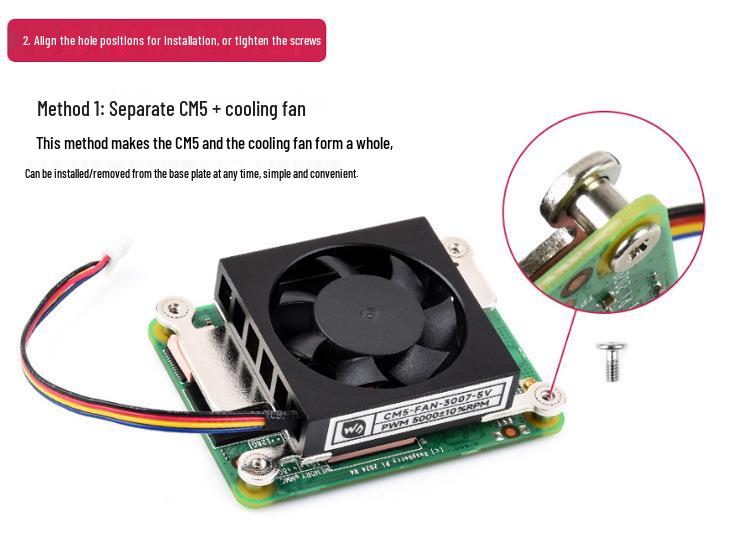 Raspberry Pi CM5 Quiet 3007 Heatsink Fan, 5V PWM, Low Power & Noise, with Thermal Pad.