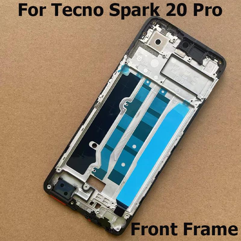 For Tecno Spark 20 Pro KJ6 Middle Frame Faceplate Housing Chassis Front LCD Bezel Repair Parts Replacement