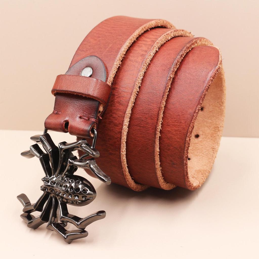Retro Jugend Spider Schnalle Herren Gürtel aus echtem Leder - Oberleder Rindsleder