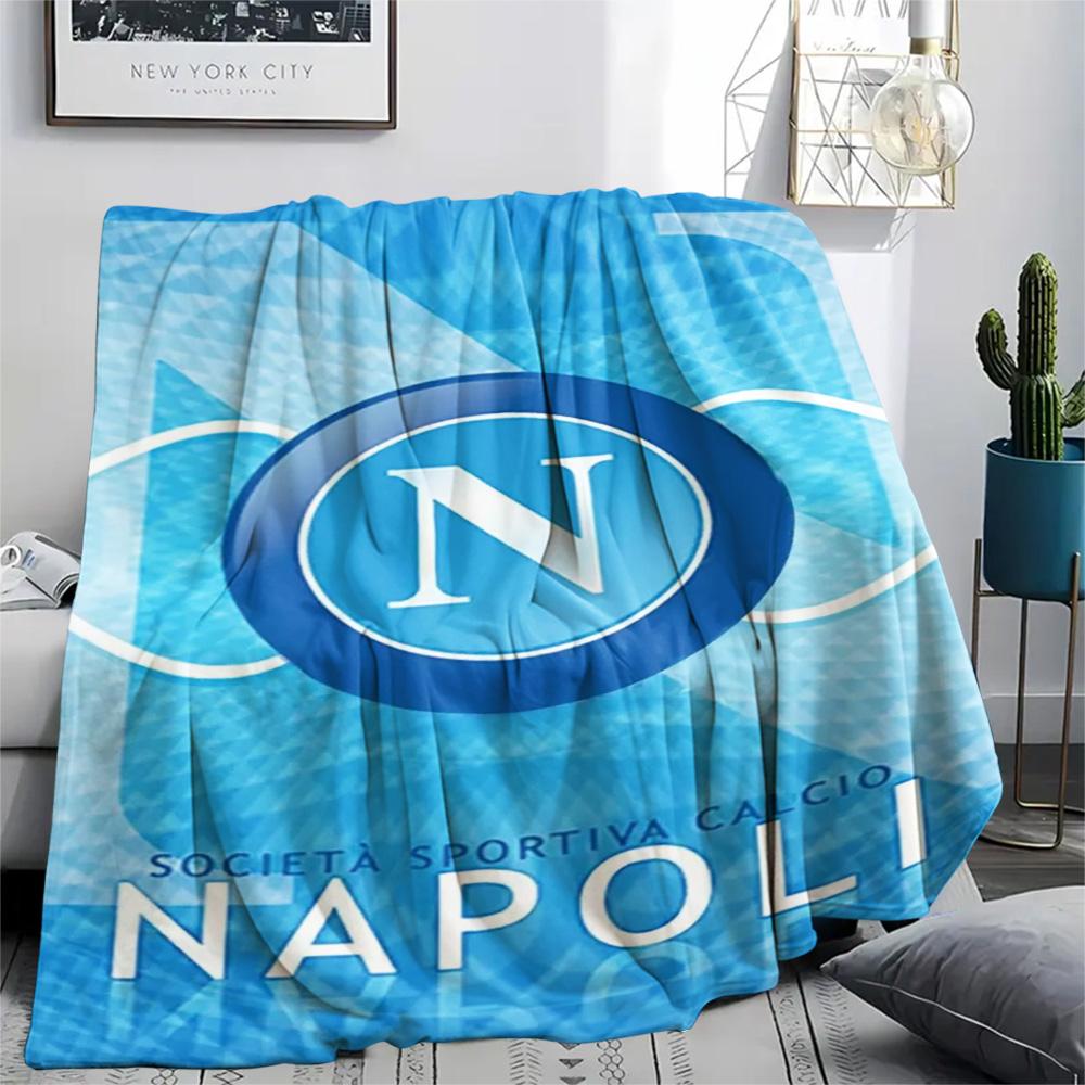 1Pc Napoli FC Print Flannel Blanket High Quality Warm Comfortable Cover for All Seasons Perfect for Gifts Home Decor