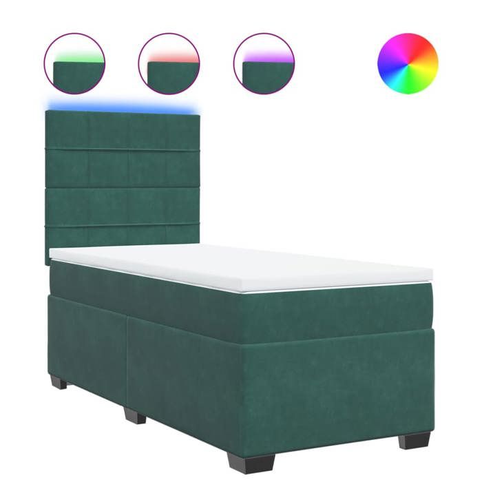 VidaXL Sommier à lattes de lit avec matelas Vert foncé 90x200 cm, lit, lit à plate-forme, lit à panneaux, meuble de chambre 3293113