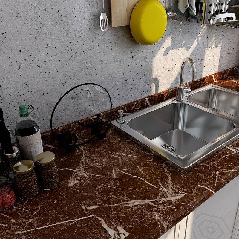 Αυτοκόλλητο με μαρμάρινη σόμπα κουζίνας αδιάβροχη αυτοκόλλητη ταπετσαρία πάγκου ντουλάπας ανακαίνιση πλακιδίων