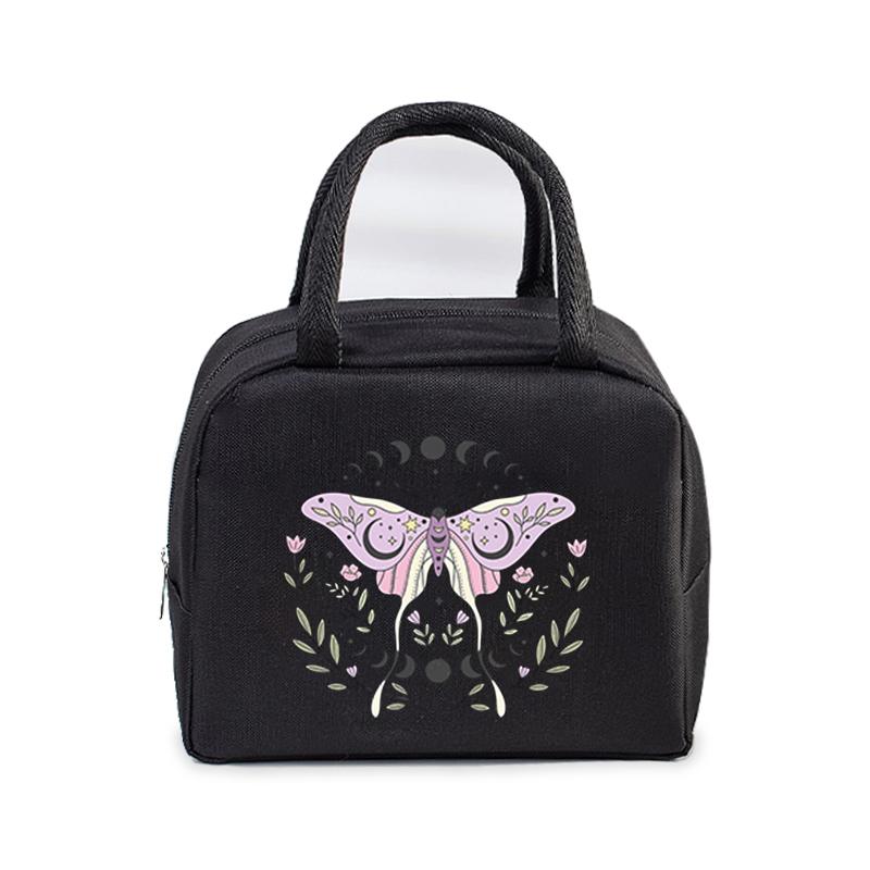 Vintage Butterfly Lunch Bag Women Men Fashion Reusable Insulated Lunch Box Insulated Handbags Picnic Travel Portable Lunch Bags
