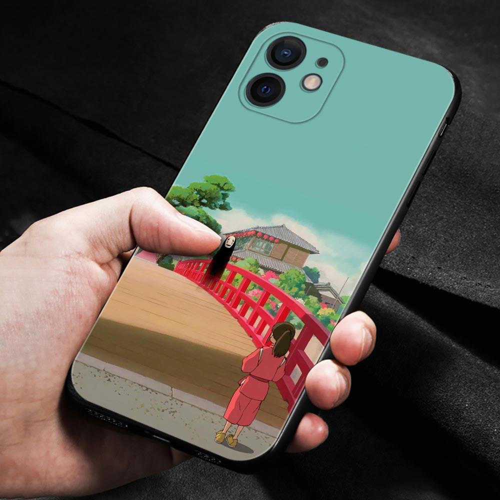 Capa de telefone para iPhone 14 13 12 11 Pro Max Mini Xs Max Xr X 7 8 Plus 6s Capa de silicone macia Fundas Anime A Viagem de Chihiro