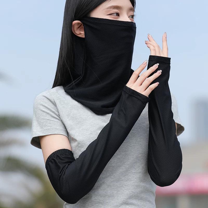 Summer Sun Protection Mask for Men and Women, Full Face and Neck Protection, Integrated Neck Veil, Sports Outdoor Headscarf, Ice Silk Neck Scarf