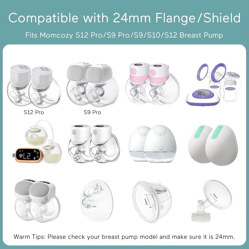 Flange Sizing Kit with 5PCS Flange Inserts 13/15/17/19/21mm for 24mm Flange of Most Pumps Breastfeeding Essential Pumping Kit