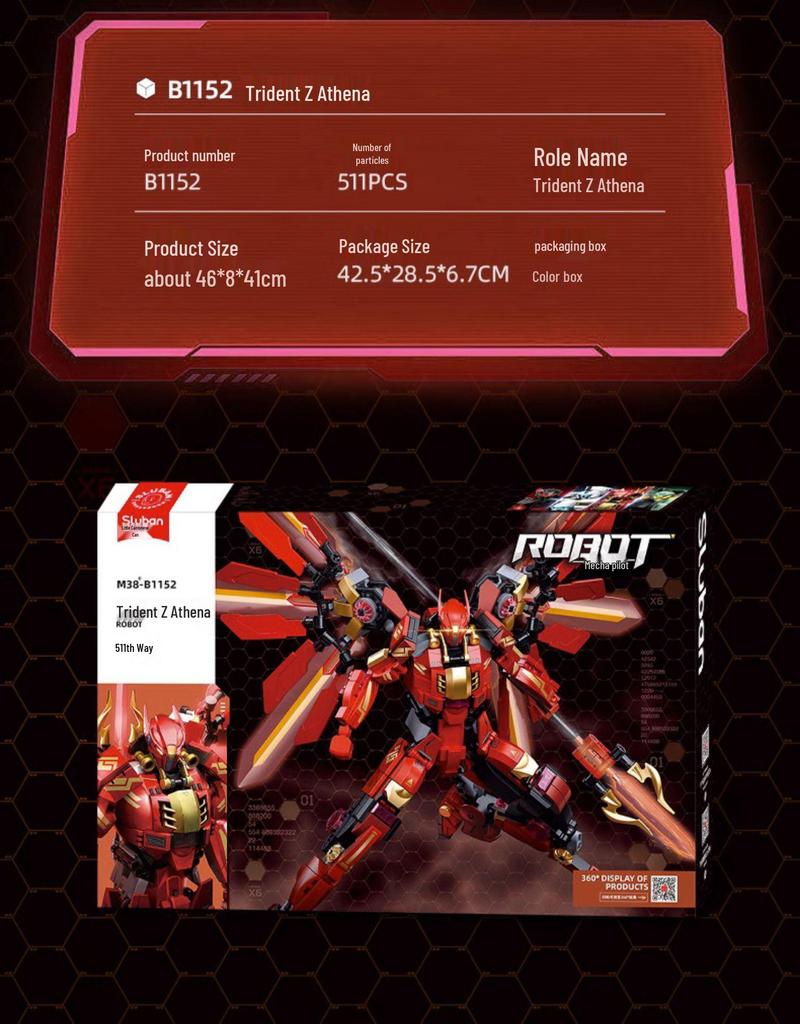 Little Luban B1120-52 Trident Athena Mecha Ember Guerrilla Building Block Toy