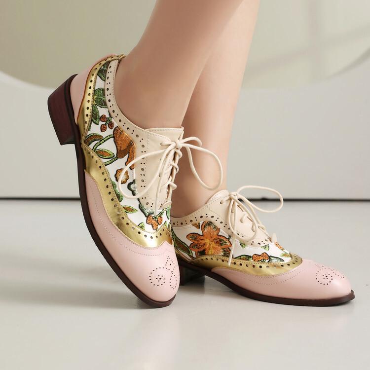 Export college style autumn and winter new casual retro ethnic style Brock single shoes leather shoes