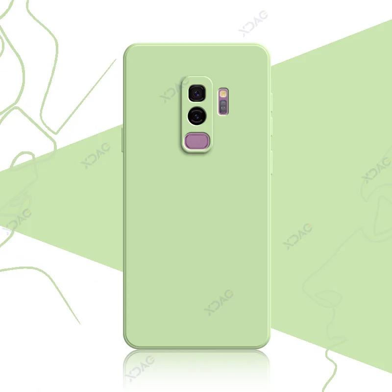 Luxus Quadratische Flüssigsilikon Hülle für Samsung Galaxy S9 Plus SamsungS9Plus 360 Weiche Handyhülle Wasserdicht Coque