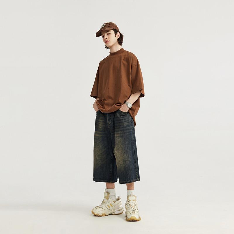 Hongkong Retro Herren Locker Weitbeinige Denim Shorts - Trendiger Vintage Sieben-Punkt-Stil