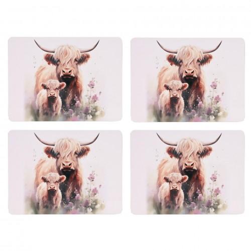Country Living Highlandkuh und Kälbchen 4er-Set Platzsets