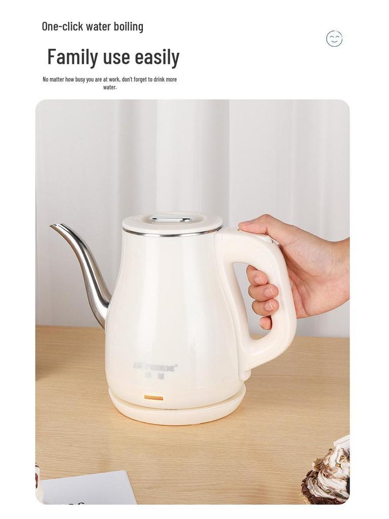 Elektrisk vattenkokare i rostfritt stål med lång pip och automatisk avstängning