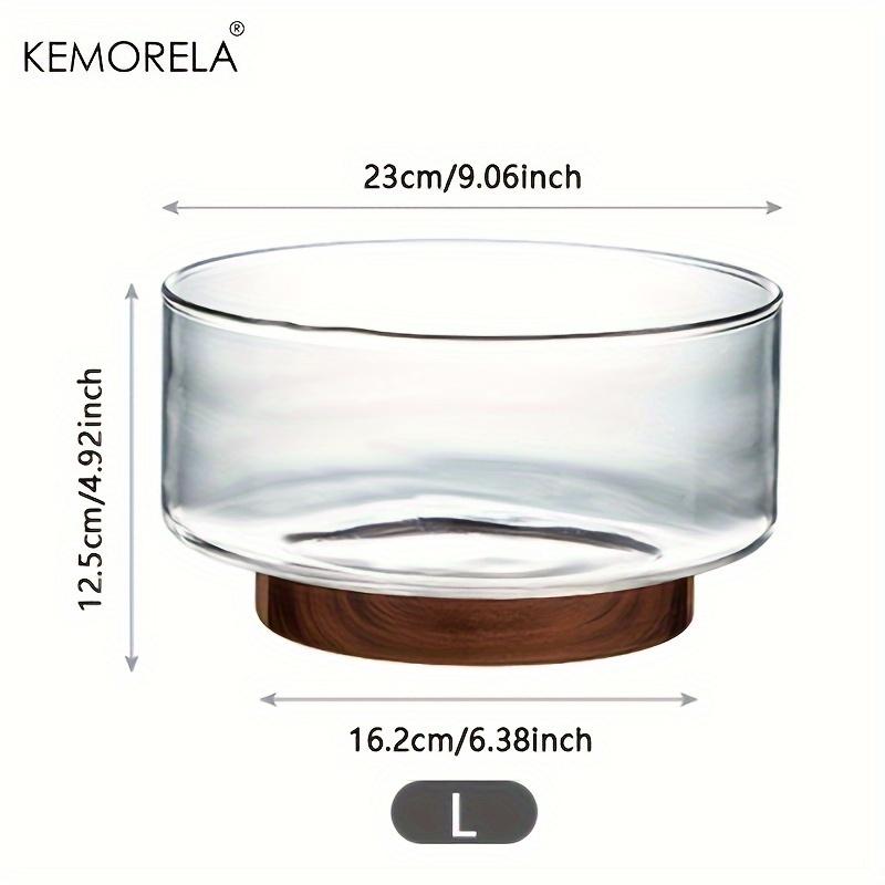 Szklana miska na owoce Kreatywna duża miska na sałatę Drewniana podstawa Miski do przechowywania przekąsek, popcornu, orzechów Domowy pojemnik do przechowywania przekąsek na Boże Narodzenie