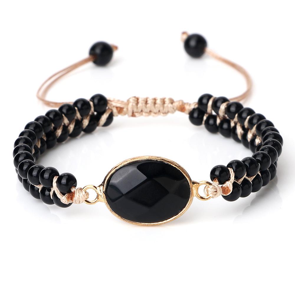 Double-layer woven bracelet, natural stone bracelet, agate and turquoise woven tiger's eye bracelet