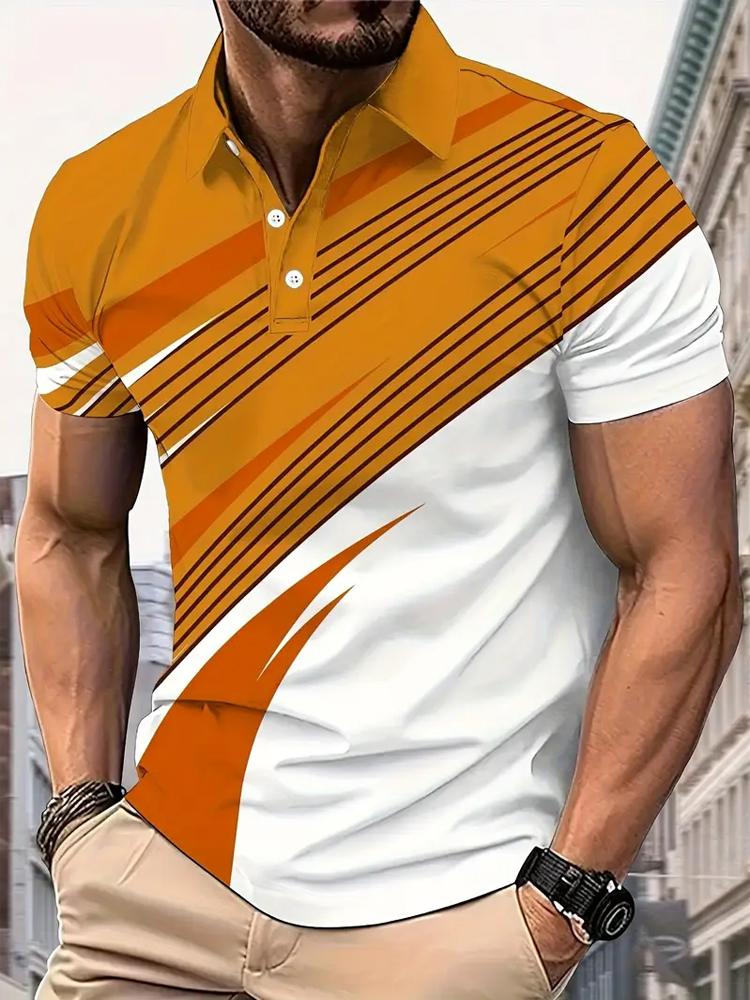 Men's Casual 3D Print Short Sleeve Golf Shirt