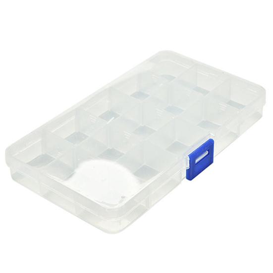 15 Slots Adjustable Plastic Fishing Lure Tackle Box Organizer Storage Case