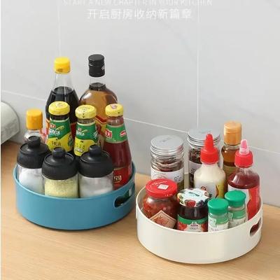 Kitchen Storage 360 Degree Rotating Cabinet Organizer Bathroom Cosmetic Turntable Storage Tray Non-Slip Spice Round Rack Plate