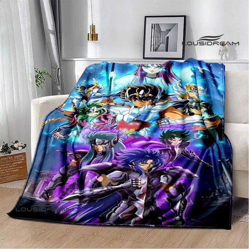 Knights of the Zodiac Cartoon Printed Blanket Flannel Warm Blanket Soft and Comfortable Blanket Bed Linings Birthday Gift