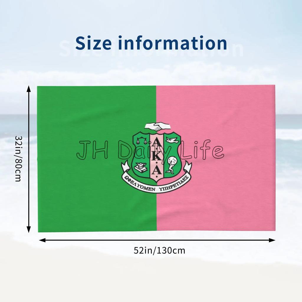 AKA Sorority Gifts for Women Girls 1908 Pink Green Inspired Positive Beach Towel Absorbent Bath Towel for Travel Swimming Sports