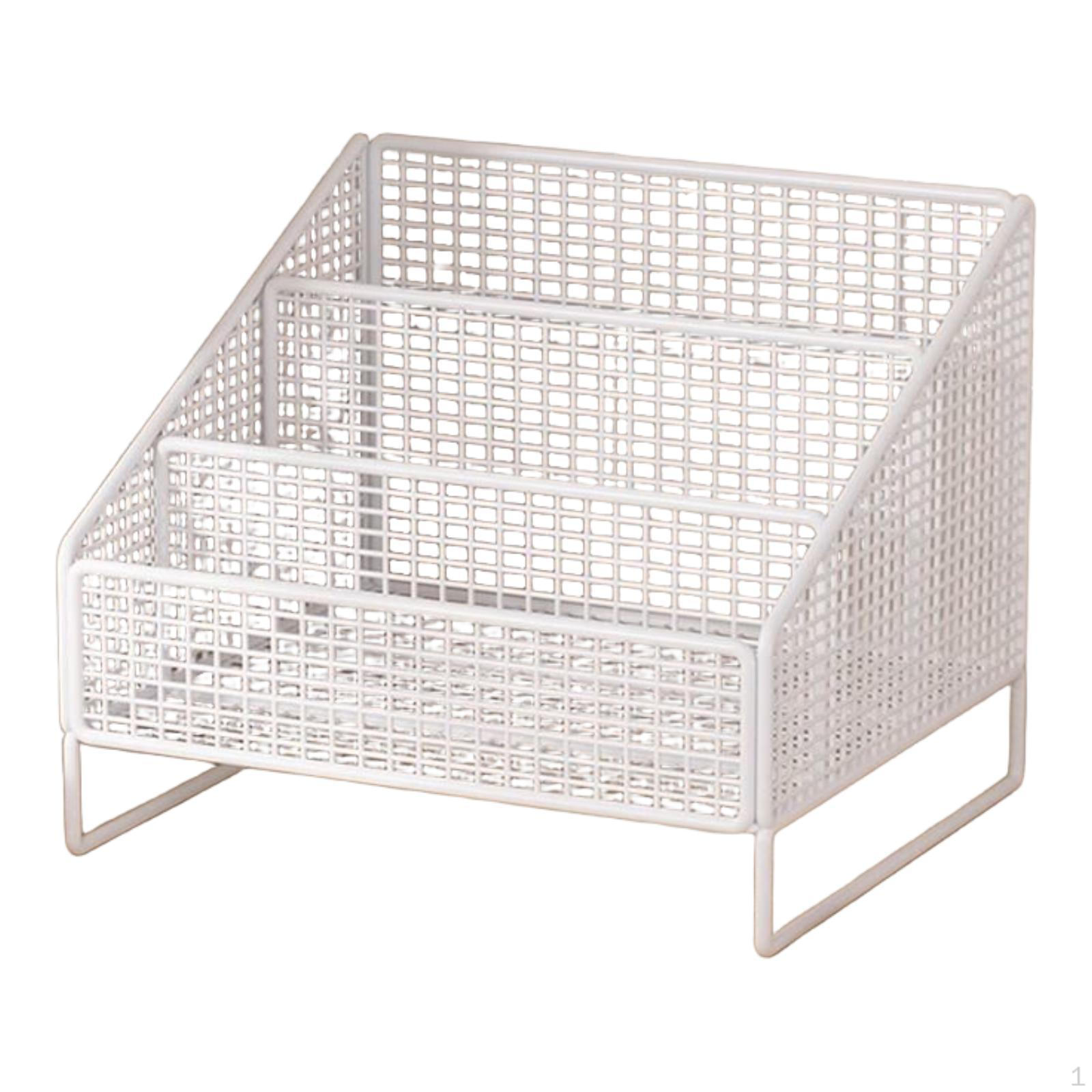 Подставка для записей 3 отделения стеллаж для хранения домашний кабинет настольный органайзер металл 26cmx22cmx24cm белый 2194₽