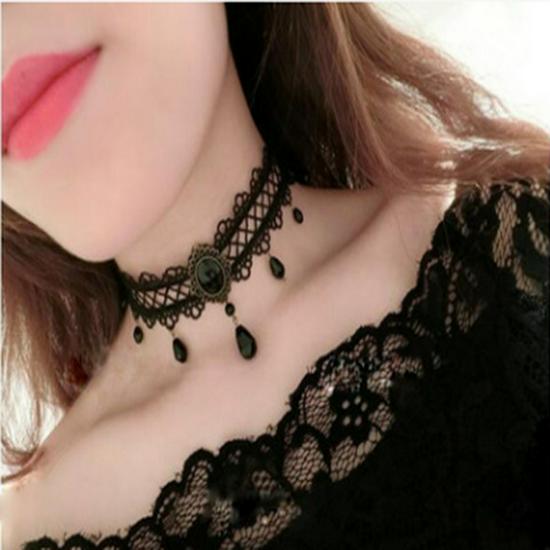 Handmade Black Lace Crystal Clavicle Necklace - European & American Popular Jewelry