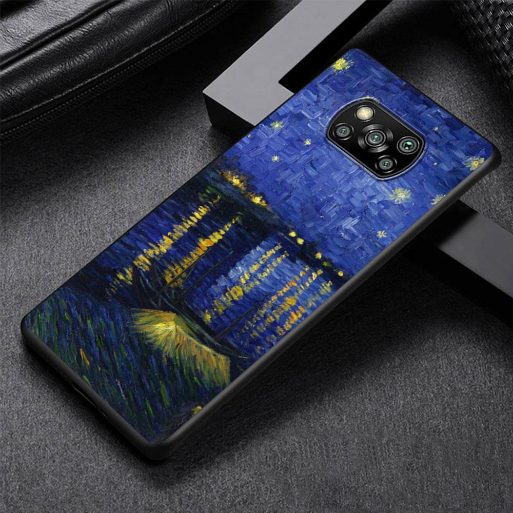 Husă Noapte Înstelată Van Gogh pentru Xiaomi Poco X3 NFC X5 F4 F3 M4 Pro X4 GT M5s M5 Pocophone F1 M3 Husă de Telefon Carcasă TPU Neagră
