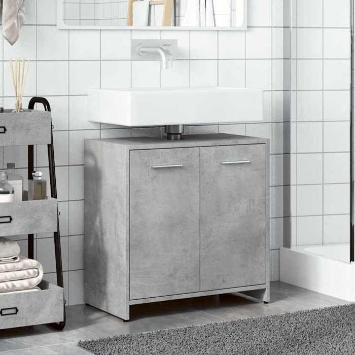 VidaXL Armoire lavabo de salle de bain gris béton 60x33x60 cm, meuble de lavabo, meuble sous vasque de salle de bain, meuble 856038